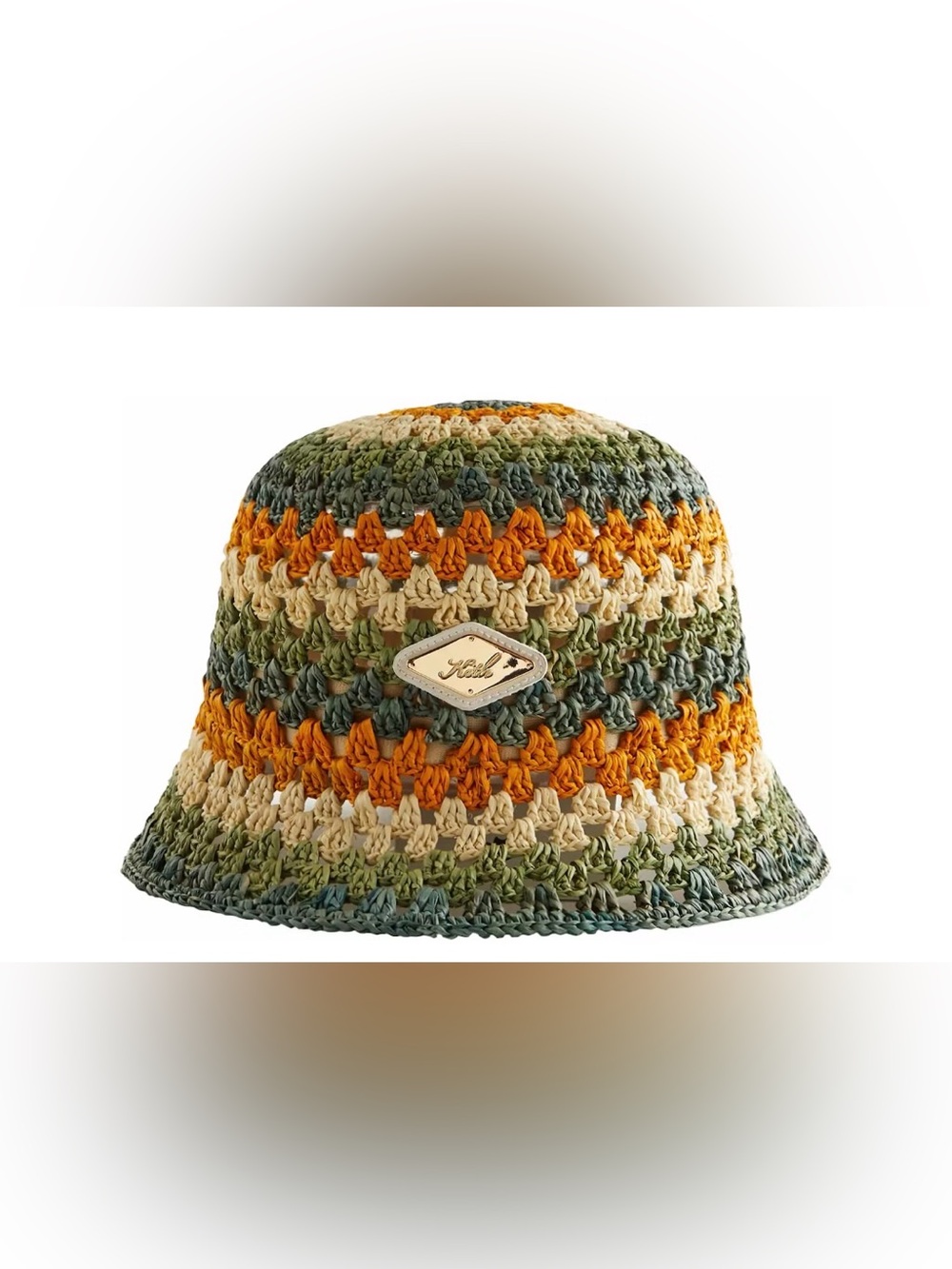 Kith Crochet Bucket Hat in Orange, Green & Cream